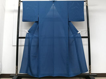 平和屋着物＊夏物　色無地　絽　青藍色　正絹　逸品　CABJ9825xi