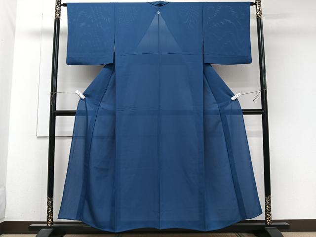 平和屋着物＊夏物　色無地　絽　青藍色　正絹　逸品　CABJ9825xi