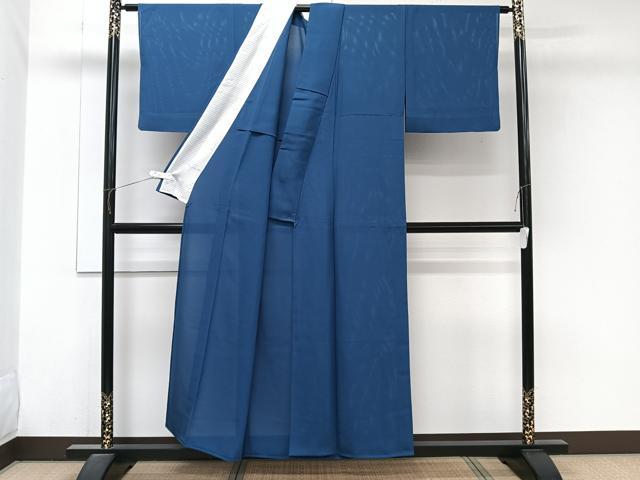 平和屋着物＊夏物　色無地　絽　青藍色　正絹　逸品　CABJ9825xi