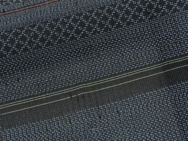 平和屋着物＊夏物　紗紬　横段文　黒地　正絹　逸品　CABJ9827xi