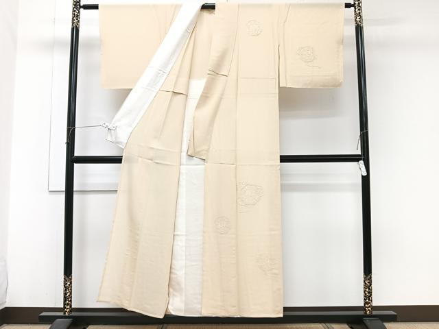 平和屋着物＊中国三大刺繍　スワトウ刺繍　総刺繍　夏物　無地絵羽訪問着　絽　正倉院鳳凰花文　卵色　正絹　逸品　未使用　CABJ9836xi