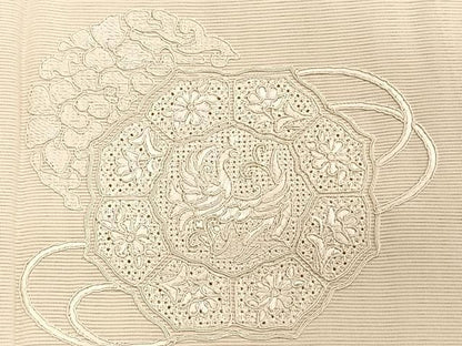 平和屋着物＊中国三大刺繍　スワトウ刺繍　総刺繍　夏物　無地絵羽訪問着　絽　正倉院鳳凰花文　卵色　正絹　逸品　未使用　CABJ9836xi