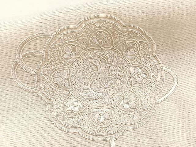 平和屋着物＊中国三大刺繍　スワトウ刺繍　総刺繍　夏物　無地絵羽訪問着　絽　正倉院鳳凰花文　卵色　正絹　逸品　未使用　CABJ9836xi