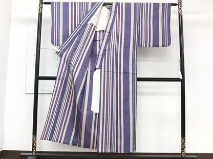 平和屋着物＊夏物　お召　間道　正絹　逸品　CABJ9837xi