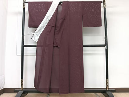 平和屋着物＊夏物　色無地　絽　赤褐色　正絹　逸品　CABJ9839xi