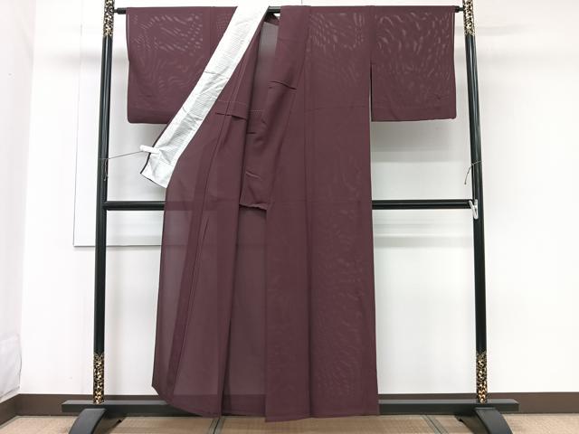 平和屋着物＊夏物　色無地　絽　赤褐色　正絹　逸品　CABJ9839xi