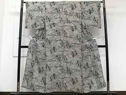 平和屋着物＊夏物　小紋　絽　流水風景文　正絹　逸品　CABJ9843xi