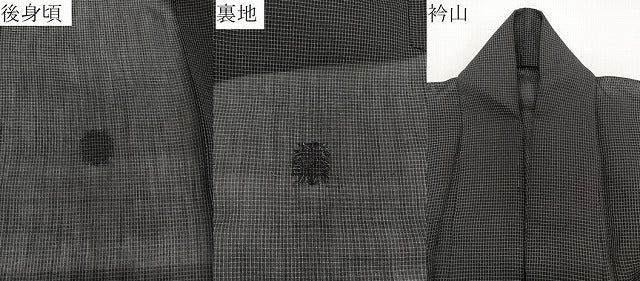 平和屋着物＊夏物　男性　紗紬　格子　正絹　逸品　CABJ9846xi