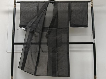 平和屋着物＊夏物　男性　紗紬　格子　正絹　逸品　CABJ9846xi