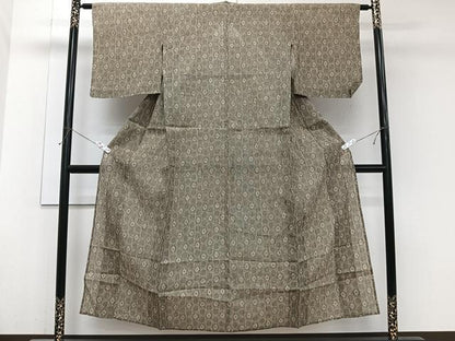 平和屋着物＊夏物　小紋　縮織　亀甲花文様　CABJ9848xi