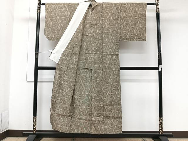 平和屋着物＊夏物　小紋　縮織　亀甲花文様　CABJ9848xi
