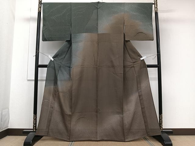 平和屋着物＊夏物　訪問着　縦絽　トロンワーグ　芝文　暈し染め　金彩　正絹　逸品　CABJ9852xi