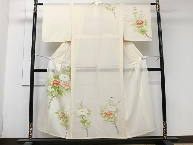 平和屋着物＊夏物　訪問着　絽　手描き　枝草花文　正絹　逸品　CABJ9853xi