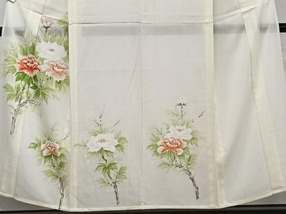 平和屋着物＊夏物　訪問着　絽　手描き　枝草花文　正絹　逸品　CABJ9853xi
