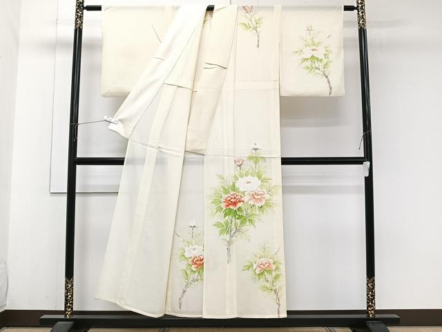 平和屋着物＊夏物　訪問着　絽　手描き　枝草花文　正絹　逸品　CABJ9853xi