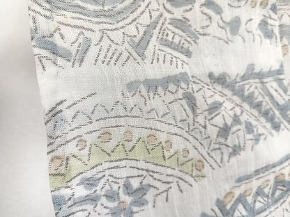 平和屋着物＊夏物　本場小千谷縮　片輪車花文　麻　逸品　CABJ9855xi