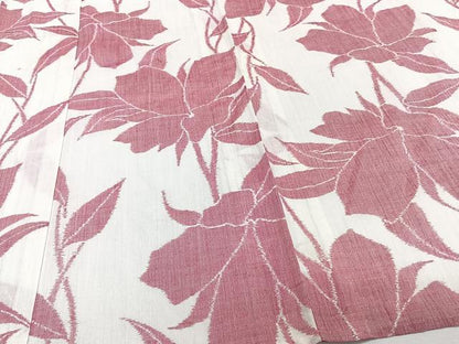 平和屋着物＊夏物　本場小千谷縮　枝草花文　麻　逸品　CABJ9856xi