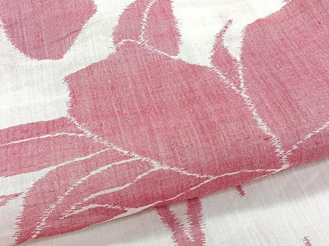 平和屋着物＊夏物　本場小千谷縮　枝草花文　麻　逸品　CABJ9856xi
