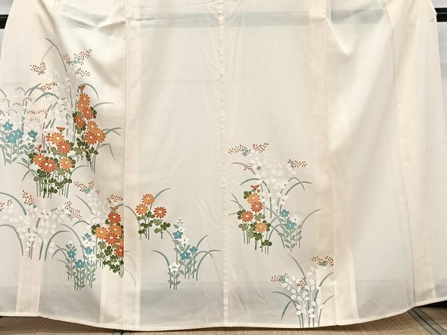 平和屋着物＊夏物　訪問着　絽　草花文　銀彩　正絹　逸品　CABJ9857xi