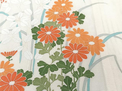 平和屋着物＊夏物　訪問着　絽　草花文　銀彩　正絹　逸品　CABJ9857xi