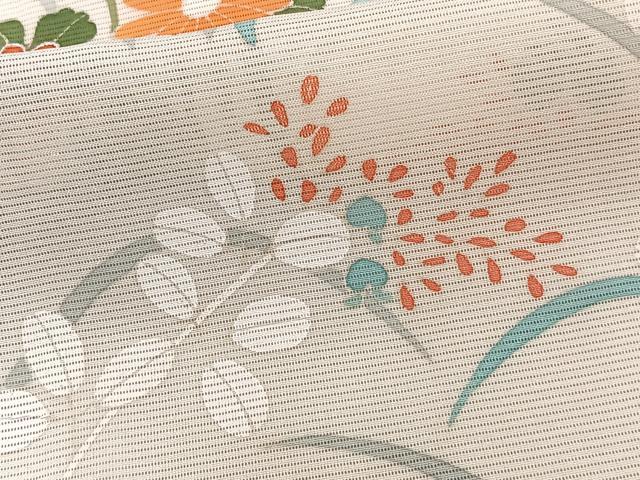 平和屋着物＊夏物　訪問着　絽　草花文　銀彩　正絹　逸品　CABJ9857xi