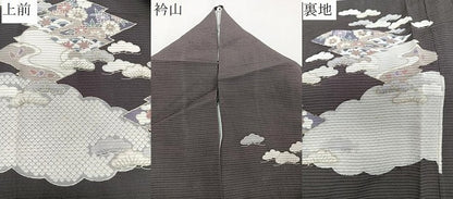 平和屋着物＊夏物　訪問着　絽　雲取り花文　金彩　正絹　逸品　CABJ9858xi