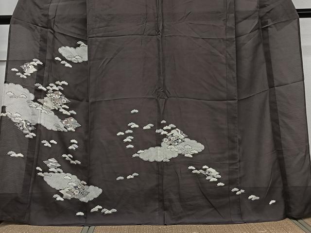 平和屋着物＊夏物　訪問着　絽　雲取り花文　金彩　正絹　逸品　CABJ9858xi