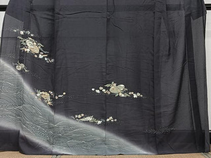 平和屋着物＊夏物　訪問着　絽　流水花文　暈し染め　金彩　正絹　逸品　CABJ9860xi