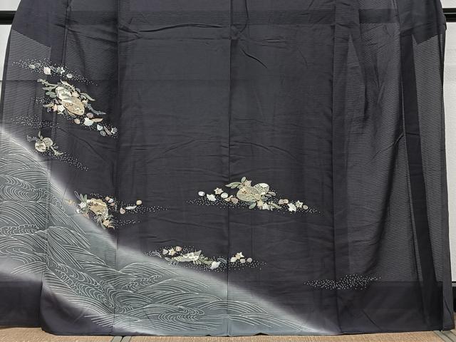 平和屋着物＊夏物　訪問着　絽　流水花文　暈し染め　金彩　正絹　逸品　CABJ9860xi