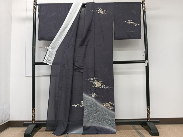 平和屋着物＊夏物　訪問着　絽　流水花文　暈し染め　金彩　正絹　逸品　CABJ9860xi
