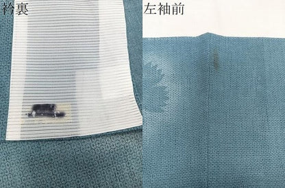 平和屋着物＊夏物　小紋　紗　100亀甲　舞花文　暈し染め　洗える着物　CABJ9863xi