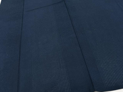 平和屋着物＊夏物　色無地　縦絽　霞紋紗　濃藍色　正絹　逸品　CABJ9865xi