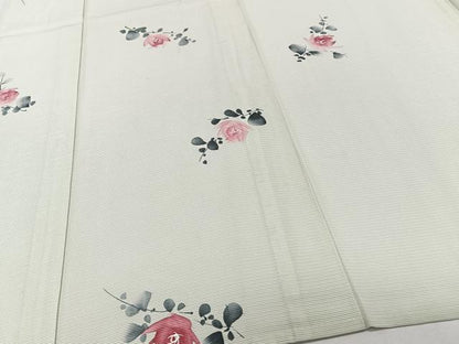 平和屋着物＊夏物　小紋　絽　手描き　草花文　正絹　逸品　CABJ9866xi