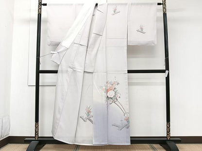 平和屋着物＊夏物　訪問着　絽　友禅　花車文　暈し染め　正絹　逸品　CABJ9868xi