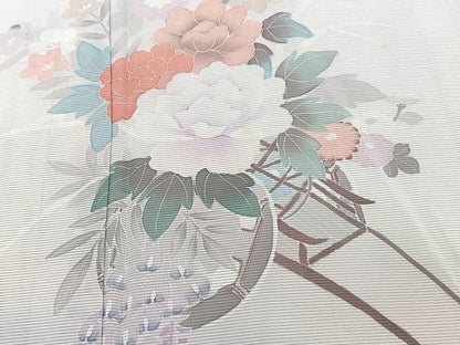 平和屋着物＊夏物　訪問着　絽　友禅　花車文　暈し染め　正絹　逸品　CABJ9868xi