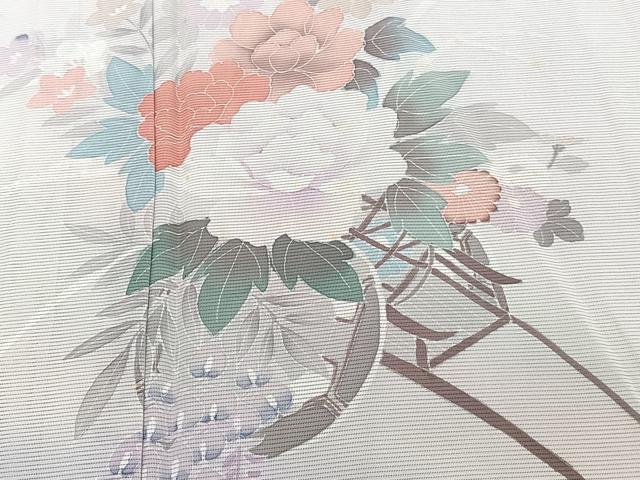 平和屋着物＊夏物　訪問着　絽　友禅　花車文　暈し染め　正絹　逸品　CABJ9868xi