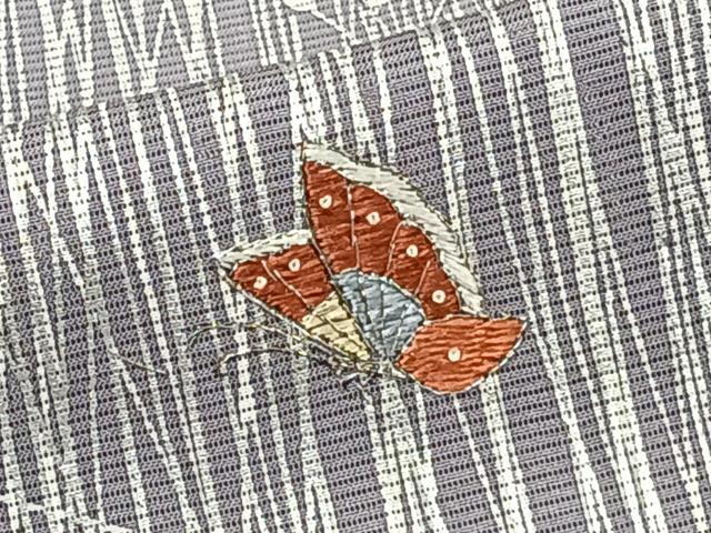 平和屋着物＊夏物　訪問着　絽　刺繍　花蝶文　銀彩　正絹　逸品　CABJ9869xi