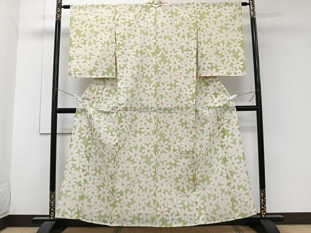 平和屋着物＊夏物　紗紬　舞花文　正絹　逸品　CABJ9871xi