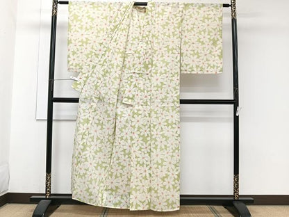 平和屋着物＊夏物　紗紬　舞花文　正絹　逸品　CABJ9871xi