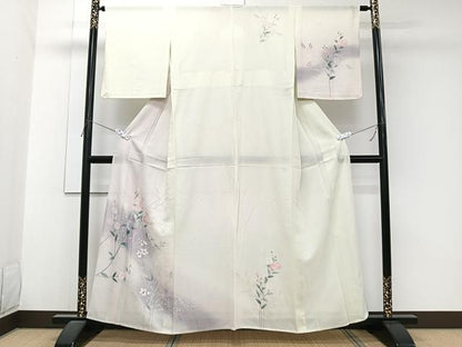平和屋着物＊夏物　訪問着　絽　手描き　枝草花文　正絹　逸品　CABJ9872xi