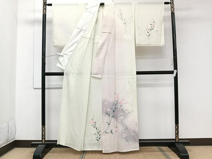 平和屋着物＊夏物　訪問着　絽　手描き　枝草花文　正絹　逸品　CABJ9872xi