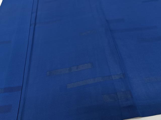 平和屋着物＊夏物　色無地　絽　幾何学紋紗　琉璃色　正絹　逸品　CABJ9882xi