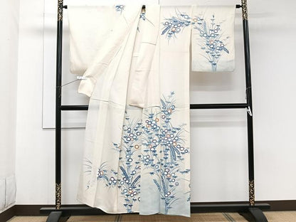 平和屋着物＊夏物　訪問着　絽　草花文　銀彩　正絹　逸品　CABJ9891xi