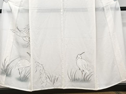 平和屋着物＊夏物　訪問着　絽　手描き　白鷺　正絹　逸品　CABJ9892xi