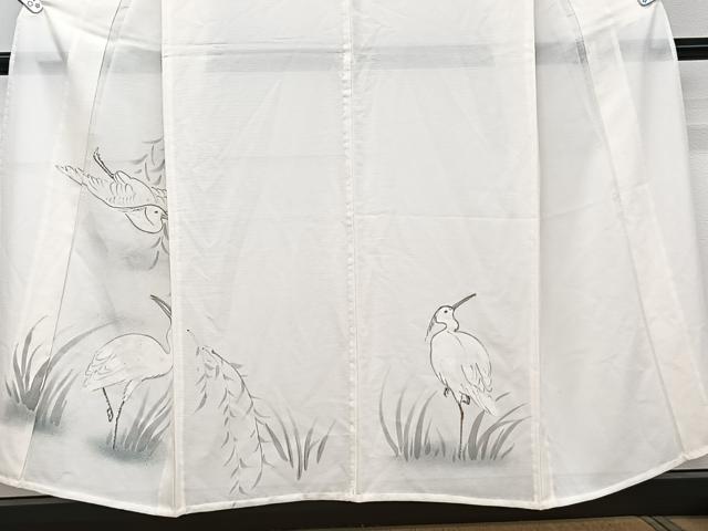 平和屋着物＊夏物　訪問着　絽　手描き　白鷺　正絹　逸品　CABJ9892xi