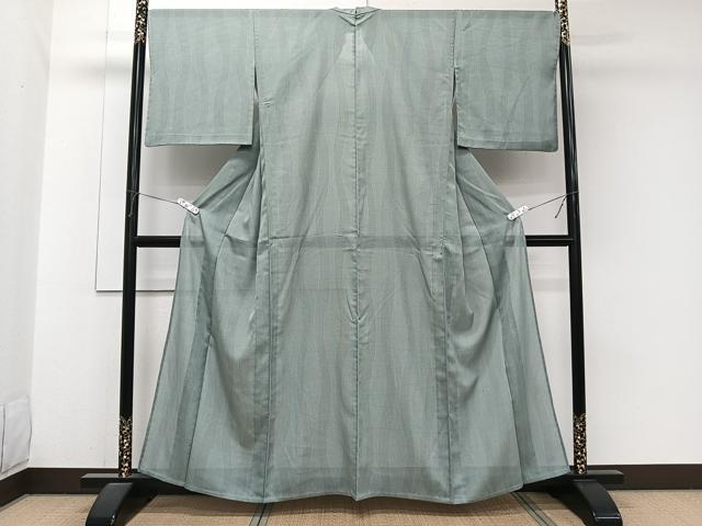 平和屋着物＊夏物　小紋　紗　よろけ縞　洗える着物　CABJ9895xi