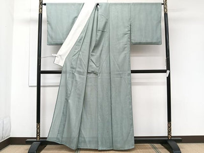 平和屋着物＊夏物　小紋　紗　よろけ縞　洗える着物　CABJ9895xi