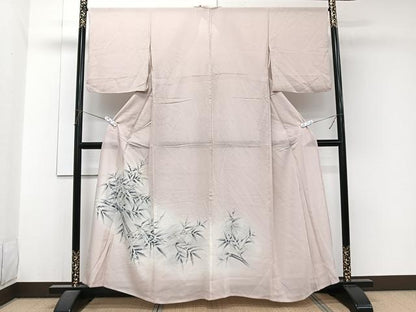 平和屋着物＊夏物　色留訪問着　絽　手描き　笹竹文　正絹　逸品　CABJ9896xi