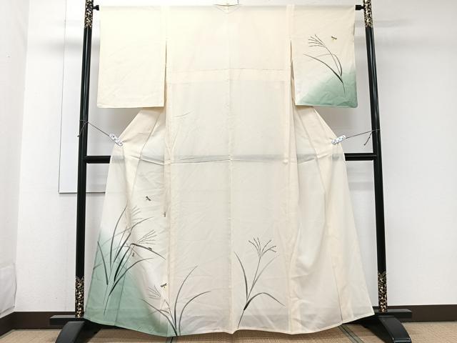 平和屋着物＊夏物　訪問着　絽　トロンワーグ　草文　蛍　正絹　逸品　CABJ9898xi