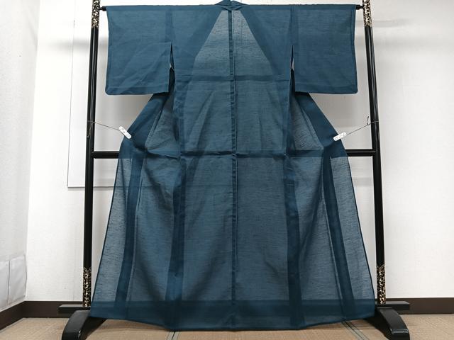 平和屋着物＊夏物　色無地　紗　藍色　CABJ9899xi